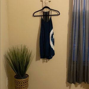 Navy Blue Tie-Dye Casual Dress